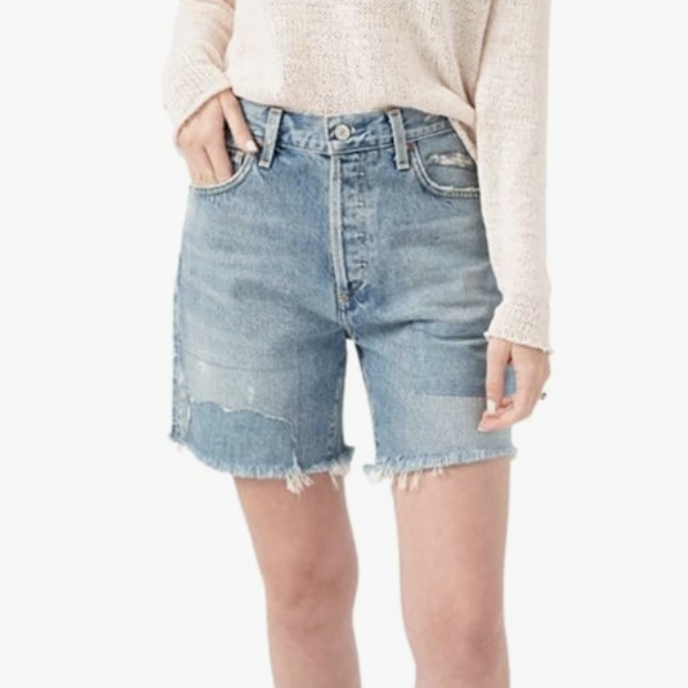 Citizens of Humanity Women's Bailey Button Fly Patch Distressed jean Shorts 23